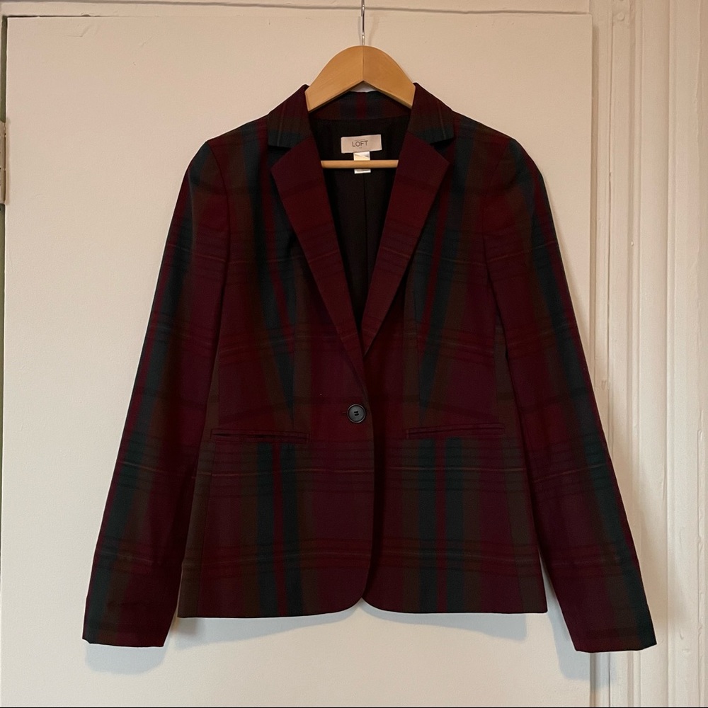Jewel-tone plaid blazer